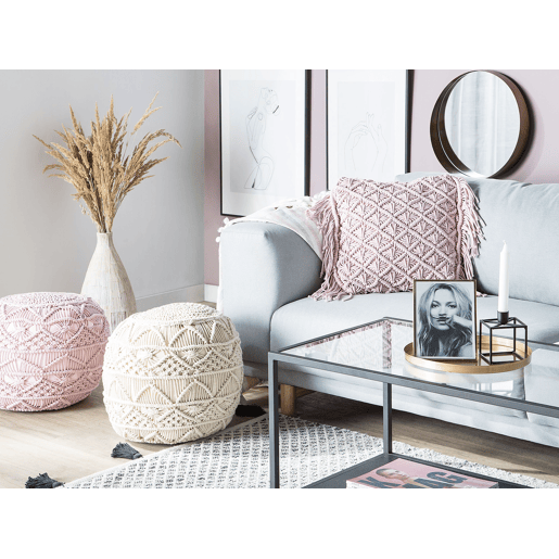 Conjunto de 2 almofadas decorativas YANIKLAR Algodão 40 x 40 cm Rosa Padrão geométrico