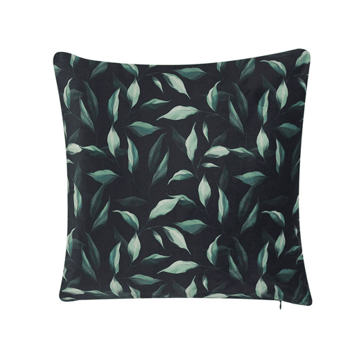 Conjunto de 2 almofadas decorativas TOADFLAX Veludo 45 x 45 cm Verde Preto Padrão de plantas