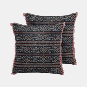 Conjunto de 2 almofadas decorativas RUTA Veludo 45 x 45 cm Multicolor Padrão floral