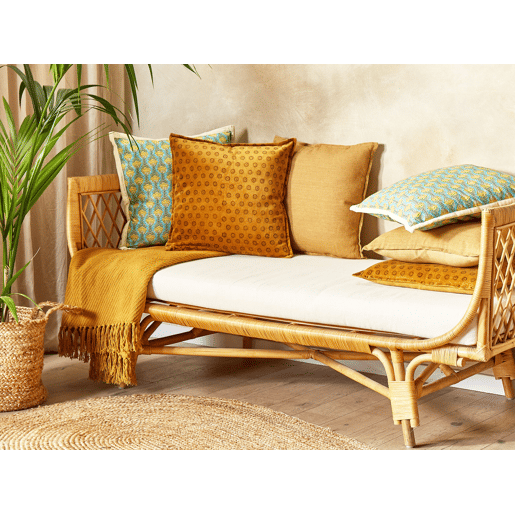 Almofada decorativa RAPIS Veludo 45 x 45 cm Amarelo Padrão geométrico