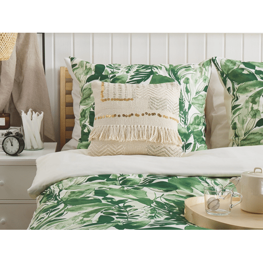 Conjunto de 2 almofadas decorativas VAYALI Algodão 45 x 45 cm Creme Às riscas