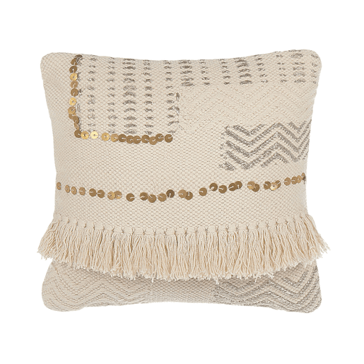 Conjunto de 2 almofadas decorativas VAYALI Algodão 45 x 45 cm Creme Às riscas