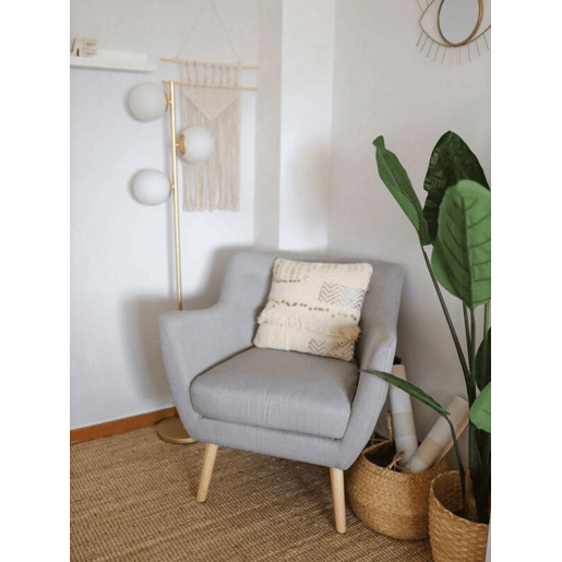 Conjunto de 2 almofadas decorativas VAYALI Algodão 45 x 45 cm Creme Às riscas