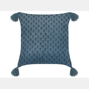 Almofada decorativa RIBES Veludo 45 x 45 cm Azul escuro Padrão floral