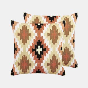 Conjunto de 2 almofadas decorativas SERAMPORE Algodão 50 x 50 cm Multicolor Padrão geométrico