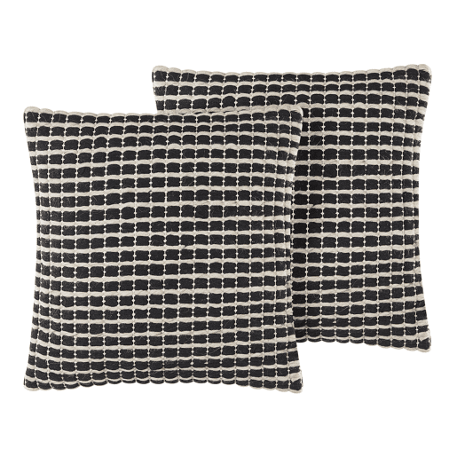 Conjunto de 2 almofadas decorativas YONCALI Algodão 45 x 45 cm Preto Quadriculado