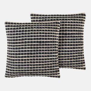 Conjunto de 2 almofadas decorativas YONCALI Algodão 45 x 45 cm Preto Quadriculado