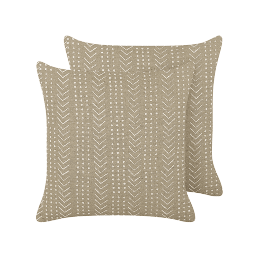 Conjunto de 2 almofadas decorativas SENECIO Algodão 45 x 45 cm Creme Padrão geométrico