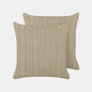 Conjunto de 2 almofadas decorativas SENECIO Algodão 45 x 45 cm Creme Padrão geométrico