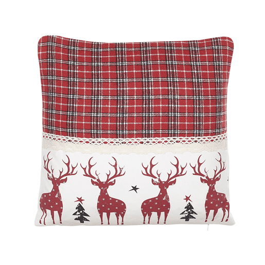 Conjunto de 2 almofadas decorativas ROBBIE 45 x 45 cm Vermelho Padrão natalicio