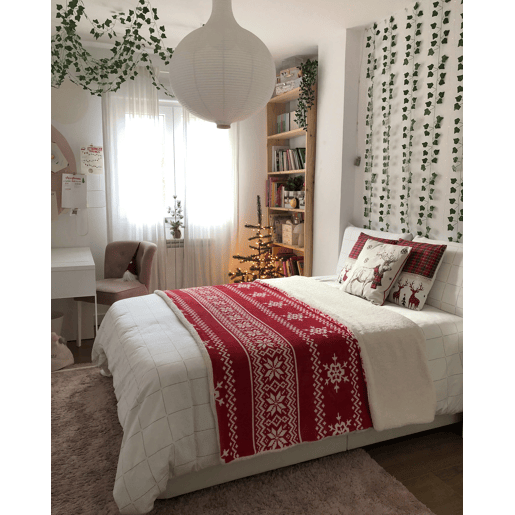 Conjunto de 2 almofadas decorativas ROBBIE 45 x 45 cm Vermelho Padrão natalicio
