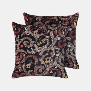 Conjunto de 2 almofadas decorativas RICINUS Veludo 45 x 45 cm Preto Padrão oriental
