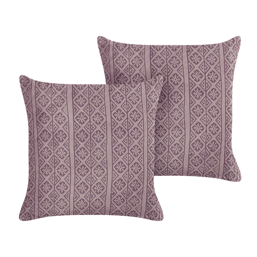 Conjunto de 2 almofadas decorativas SILYBUM Veludo 45 x 45 cm Rosa Padrão geométrico