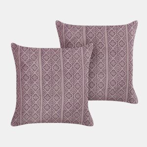 Conjunto de 2 almofadas decorativas SILYBUM Veludo 45 x 45 cm Rosa Padrão geométrico