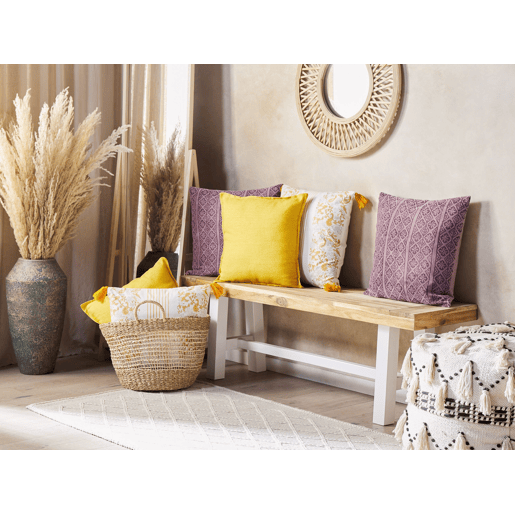 Conjunto de 2 almofadas decorativas SILYBUM Veludo 45 x 45 cm Rosa Padrão geométrico
