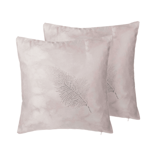 Conjunto de 2 almofadas decorativas SILENE 45 x 45 cm Rosa Padrão de plantas