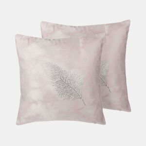 Conjunto de 2 almofadas decorativas SILENE 45 x 45 cm Rosa Padrão de plantas