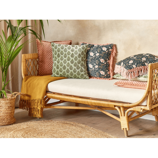 Almofada decorativa RUNGIA Veludo 45 x 45 cm Verde Padrão floral