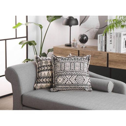 Conjunto de 2 almofadas decorativas SIRVAN Algodão 45 x 45 cm Preto Padrão geométrico