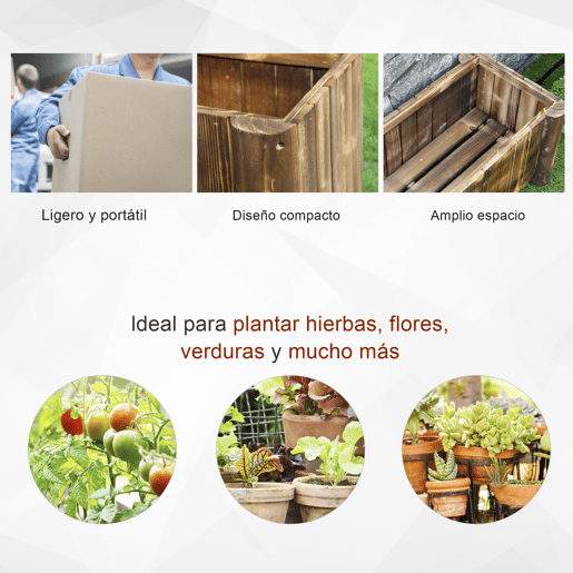 Outsunny Floreira de Madeira Floreira de Jardim Retangular com 4 Pés para Cultivos de Verduras Flores para Pátio Varanda 70x35x30 cm Madeira