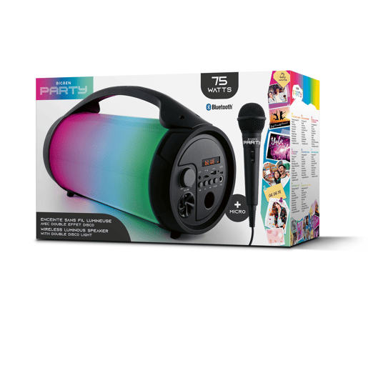 Altifalante Bluetooth com microfone para karaoke Bigben PARTYBTPRO 75 W Preto