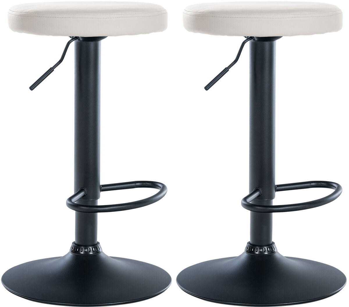 Set de 2 taburetes de bar ponte en polipiel simil cuero blanco 38.5x38.5x60 cm