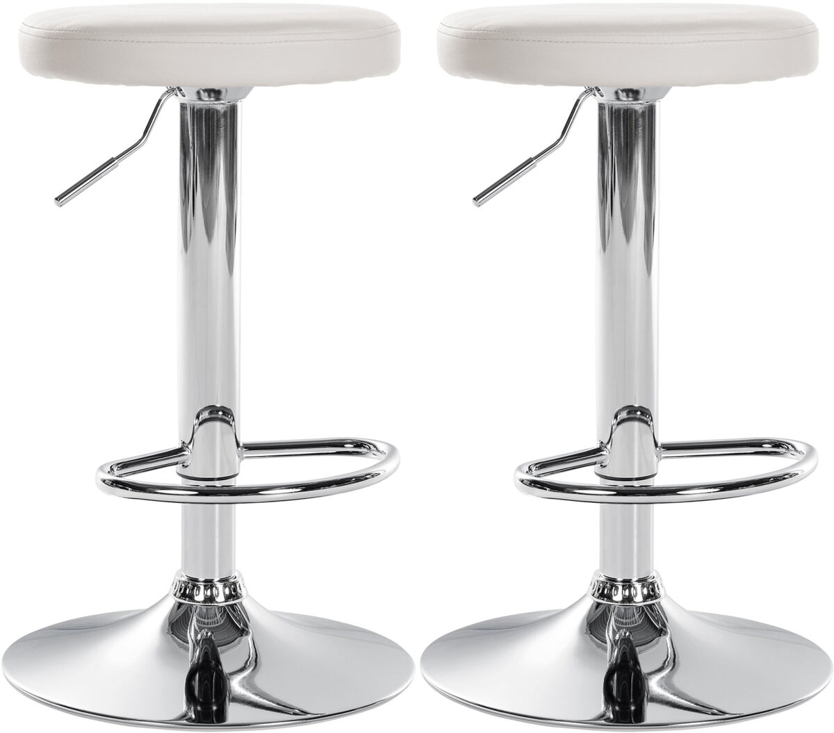 Set de 2 taburetes de bar ponte en polipiel simil cuero blanco 38.5x38.5x60 cm
