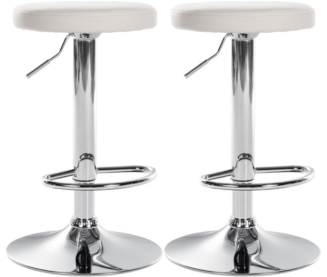 Set de 2 taburetes de bar ponte en polipiel simil cuero blanco 38.5x38.5x60 cm
