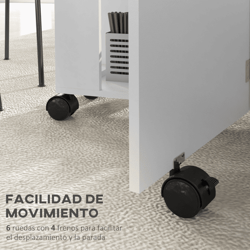 HOMCOM Mesa de Cozinha Dobrável com Rodas Mesa de Cozinha com Laterais Rebatíveis e 2 Prateleiras Abertas Estilo Moderno Carga 80 kg 120x60x77 cm Branco