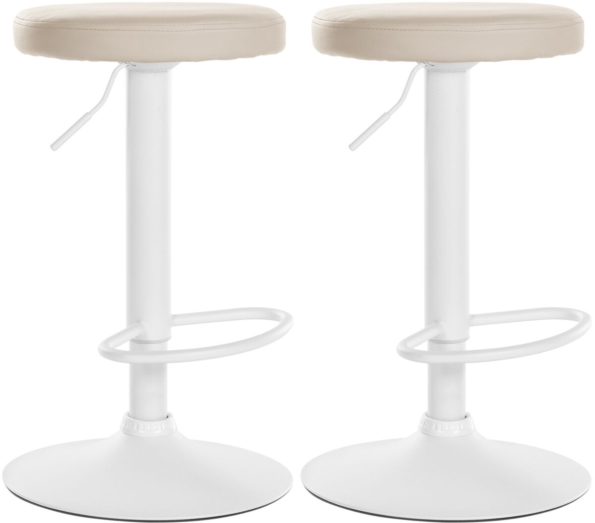 Set de 2 taburetes de bar ponte en polipiel simil cuero crema 38.5x38.5x60 cm