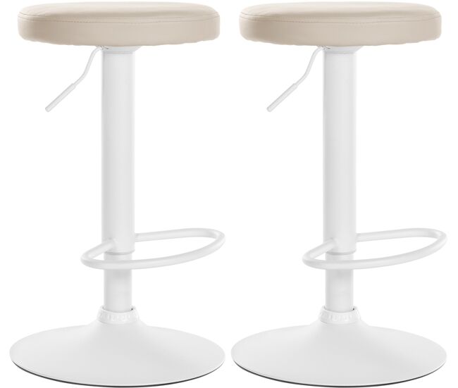 Set de 2 taburetes de bar ponte en polipiel simil cuero crema 38.5x38.5x60 cm