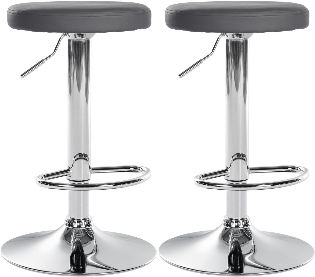 Set de 2 taburetes de bar ponte en polipiel simil cuero gris 38.5x38.5x60 cm