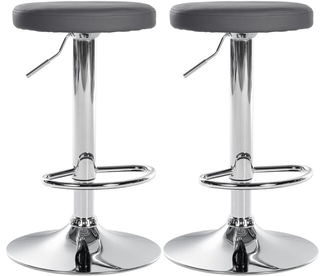 Set de 2 taburetes de bar ponte en polipiel simil cuero gris 38.5x38.5x60 cm