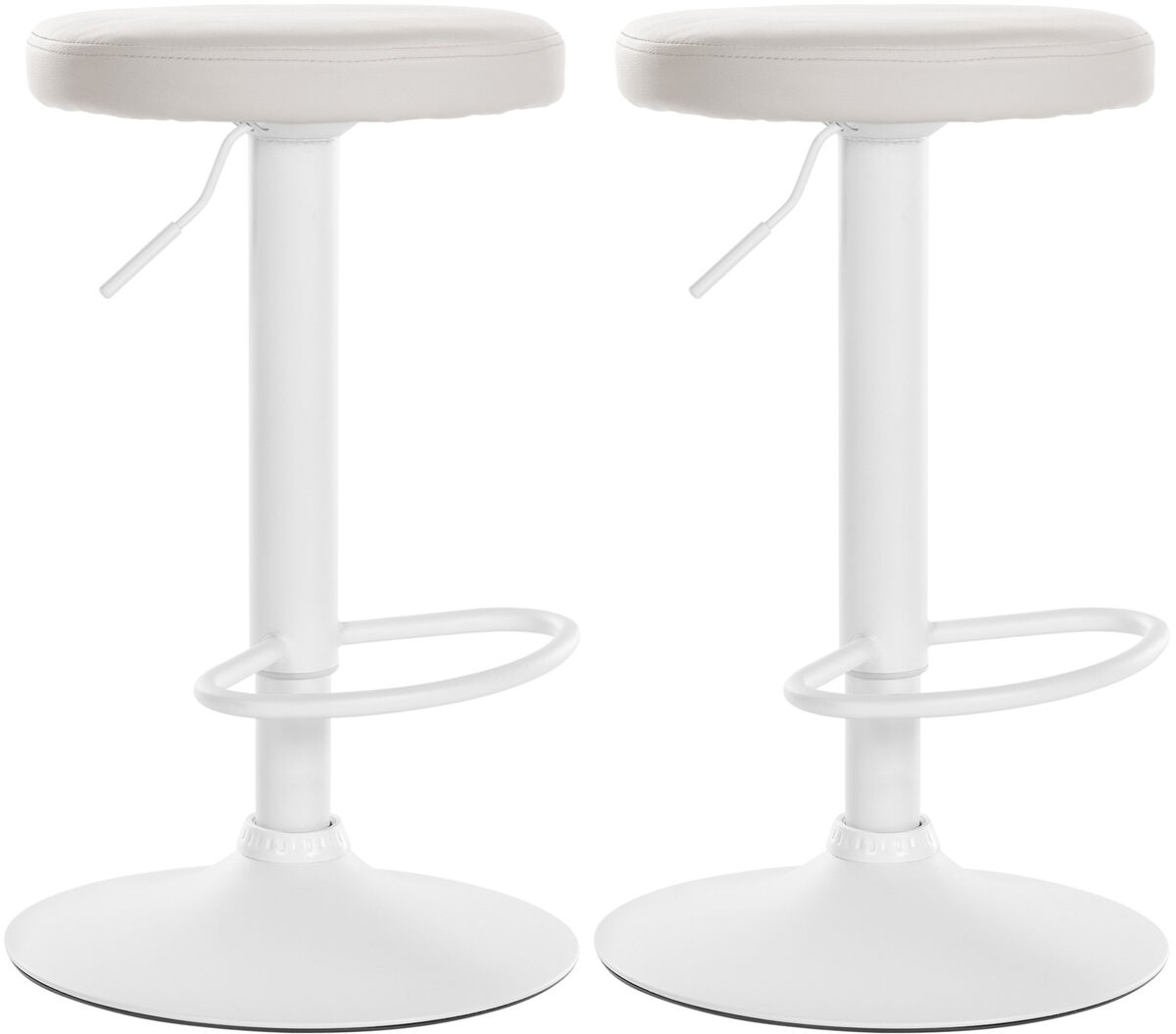 Set de 2 taburetes de bar ponte en polipiel simil cuero blanco 38.5x38.5x60 cm