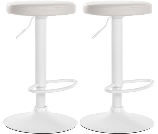 Set de 2 taburetes de bar ponte en polipiel simil cuero blanco 38.5x38.5x60 cm