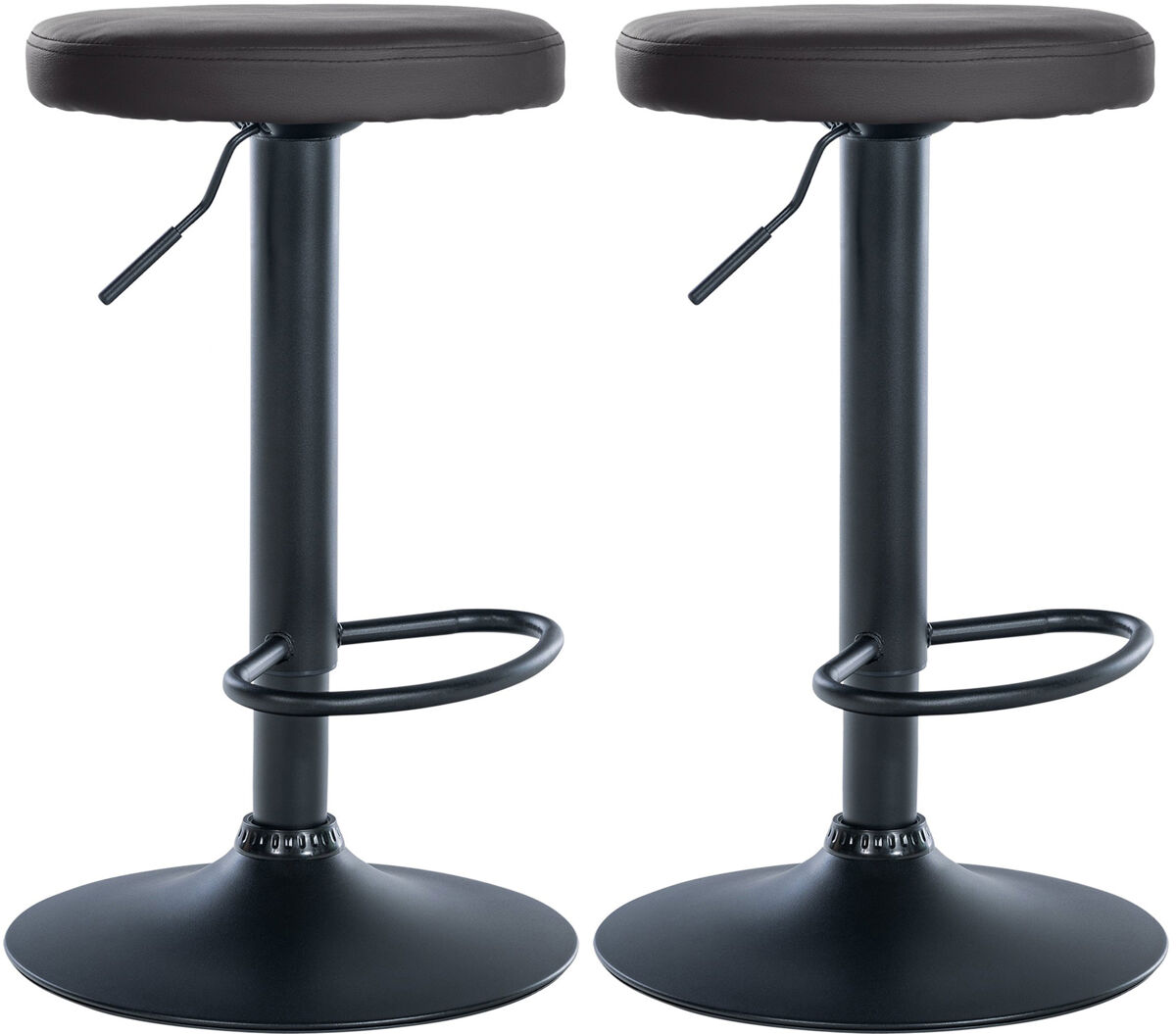 Set de 2 taburetes de bar ponte en polipiel simil cuero negro 38.5x38.5x60 cm