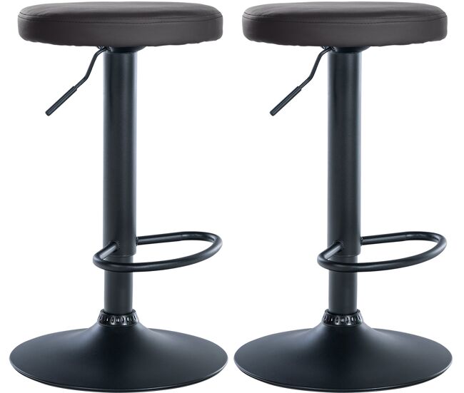 Set de 2 taburetes de bar ponte en polipiel simil cuero negro 38.5x38.5x60 cm