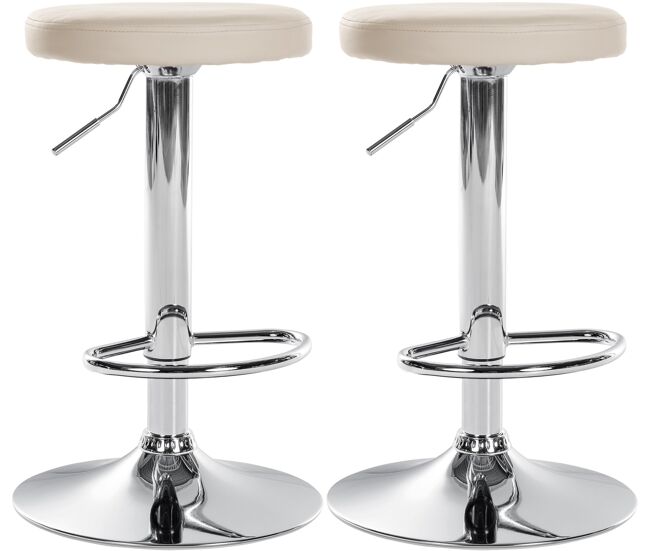 Set de 2 taburetes de bar ponte en polipiel simil cuero crema 38.5x38.5x60 cm
