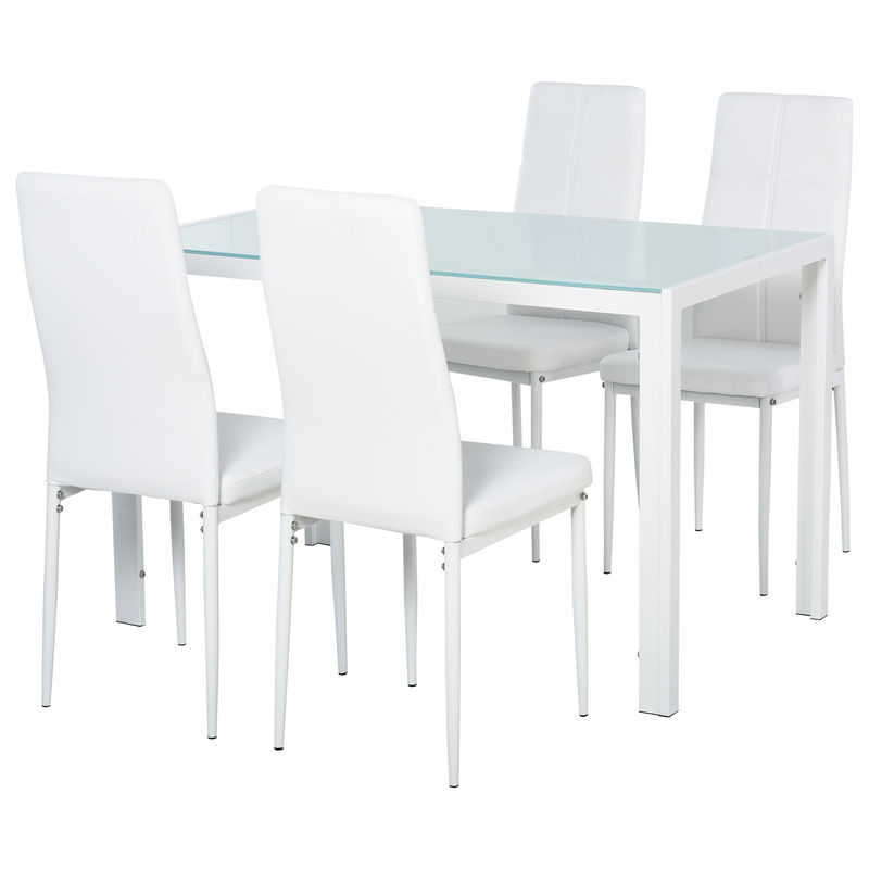 Conjunto de Comedor Vidrio, Metal, PU, Espuma HOMCOM