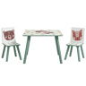 ZONEKIZ Conjunto de Mesa e Cadeiras para Crianças de 3 Peças Mesa Infantil com 2 Cadeiras Conjunto de Móveis para Atividades com Crianças de 3-8 Anos para Dormitório Sala de Jogos Verde