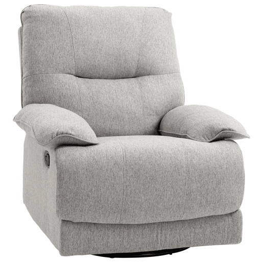 HOMCOM Poltrona Reclinável de Sala de Estar Poltrona Relax Reclinável Manual Estofado em Tecido com Apoio para os Pés Carga 160 kg para Pessoas entre 150-190 cm 89x98x101 cm Cinza
