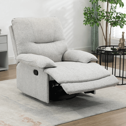 HOMCOM Poltrona Reclinável de Sala de Estar Poltrona Relax Reclinável Manual Estofado em Tecido com Apoio para os Pés Carga 160 kg para Pessoas entre 150-190 cm 89x98x101 cm Cinza