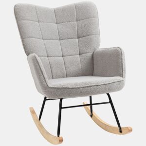 HOMCOM Poltrona Baloiço Poltrona de Sala de Estar Oscilação de 40° com Pés de Madeira de Faia e Estrutura de Aço para Dormitório Carga Máxima 120 kg 71x98x101 cm Cinza
