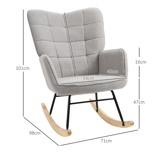 HOMCOM Poltrona Baloiço Poltrona de Sala de Estar Oscilação de 40° com Pés de Madeira de Faia e Estrutura de Aço para Dormitório Carga Máxima 120 kg 71x98x101 cm Cinza HOMCOM Poltrona Baloiço Poltrona de Sala de Estar Oscilação de 40° com Pés de Madeira de Faia e Estrutura de Aço para Dormitório Carga Máxima 120 kg 71x98x101 cm Cinza