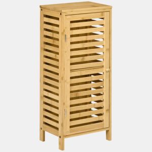 kleankin Armário Auxiliar Casa de Banho de Bambu Armário Casa de Banho com Prateleiras Ajustáveis Móvel de Armazenamento para Cozinha Anti-Tombo 30x19,9x70 cm Madeira