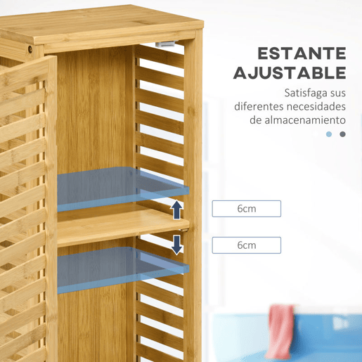 kleankin Armário Auxiliar Casa de Banho de Bambu Armário Casa de Banho com Prateleiras Ajustáveis Móvel de Armazenamento para Cozinha Anti-Tombo 30x19,9x70 cm Madeira