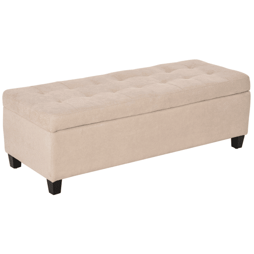 HOMCOM Banco de Armazenamento Acolchoado Banco Estofado em Linho Tampa com Abertura para Sala de Estar Entrada Dormitório Carga Máxima 120 kg 125x49x41,5 cm Bege