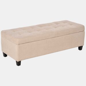 HOMCOM Banco de Armazenamento Acolchoado Banco Estofado em Linho Tampa com Abertura para Sala de Estar Entrada Dormitório Carga Máxima 120 kg 125x49x41,5 cm Bege