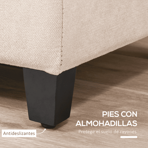 HOMCOM Banco de Armazenamento Acolchoado Banco Estofado em Linho Tampa com Abertura para Sala de Estar Entrada Dormitório Carga Máxima 120 kg 125x49x41,5 cm Bege