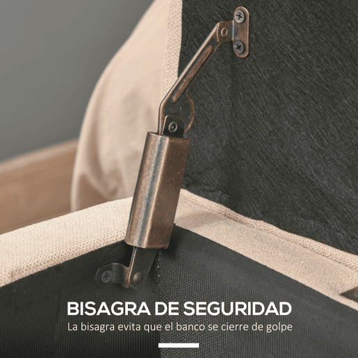 HOMCOM Banco de Armazenamento Acolchoado Banco Estofado em Linho Tampa com Abertura para Sala de Estar Entrada Dormitório Carga Máxima 120 kg 125x49x41,5 cm Bege